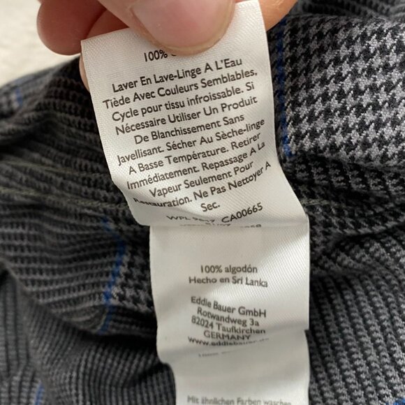 Eddie Bauer Men's Shirt S Classic Fit Gray & Blue Plaid Long-Sleeve Button-Up - Picture 8 of 11